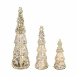 Melrose LED Mercury Glass Christmas Table Decor 3-piece Set