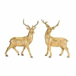 Melrose Gold Finish Reindeer Floor Decor 2-piece Set