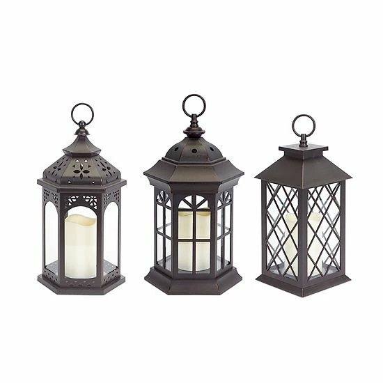 Melrose Detailed Lantern Floor Decor 3-piece Set 3 Melrose Detailed Lantern Floor Decor 3-piece Set