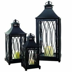 Melrose Curved Lantern Floor Decor 3-piece Set