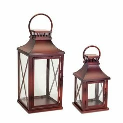 Melrose X-Frame Sides Lantern Floor Decor 2-piece Set