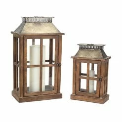 Melrose Windowpane Lantern Floor Decor 2-piece Set