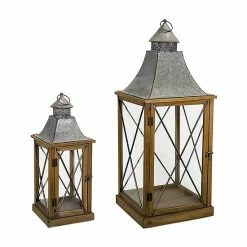 Melrose X-Frame Mixed Media Lantern Floor Decor 2-piece Set
