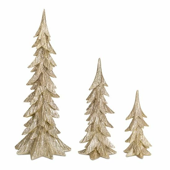 Melrose Gold Finish Tree Floor Decor 3-piece Set 3 Melrose Gold Finish Tree Floor Decor 3-piece Set