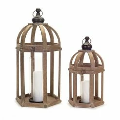Melrose Cage Lantern Floor Decor 2-piece Set