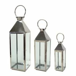 Melrose Shiny Lantern Floor Decor 3-piece Set