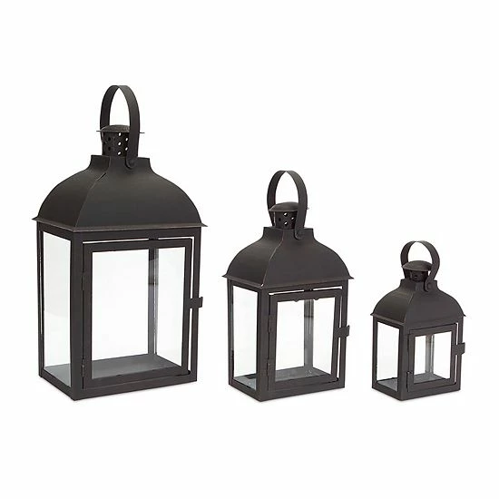 Melrose Classic Rectangular Lantern Table Decor 3-piece Set 3 Melrose Classic Rectangular Lantern Table Decor 3-piece Set