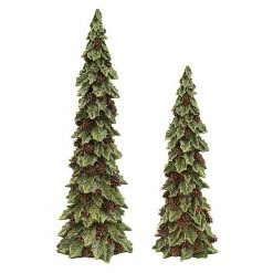 Melrose Artificial Holly Christmas Tree Floor Decor 2-piece Set