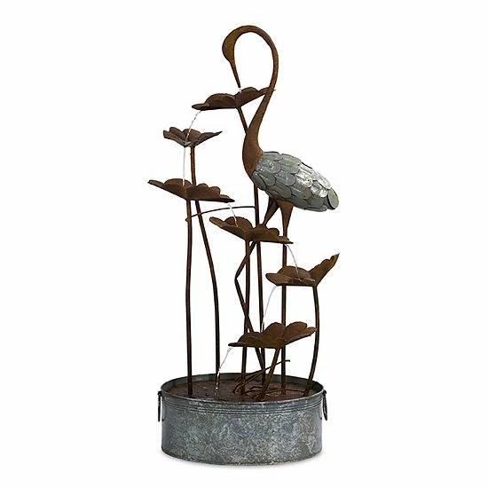Melrose Crane Lily Pad Indoor / Outdoor Water Fountain Floor Decor 3 Melrose Crane Lily Pad Indoor / Outdoor Water Fountain Floor Decor