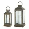 Melrose Bronze Finish Lantern Floor Decor 2-piece Set