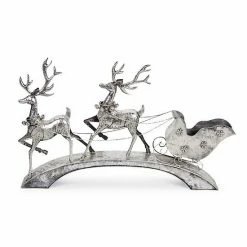Melrose Reindeer Santa Sleigh Christmas Floor Decor