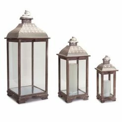 Melrose Mixed Media Lantern Floor Decor 3-piece Set