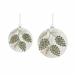Melrose Glass Pine Cone Disc Christmas Ornament