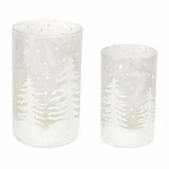 Melrose Winter Trees Candle Holder Table Decor 4-piece Set
