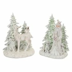 Melrose Santa Woodland Creatures Table Decor 2-piece Set