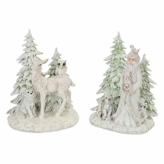 Melrose Santa Woodland Creatures Table Decor 2-piece Set 3 Melrose Santa Woodland Creatures Table Decor 2-piece Set