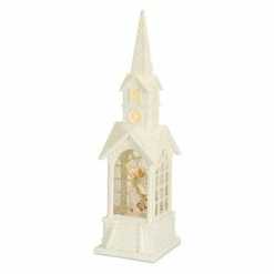 Melrose LED Angel Church Christmas Snow Globe Floor Decor