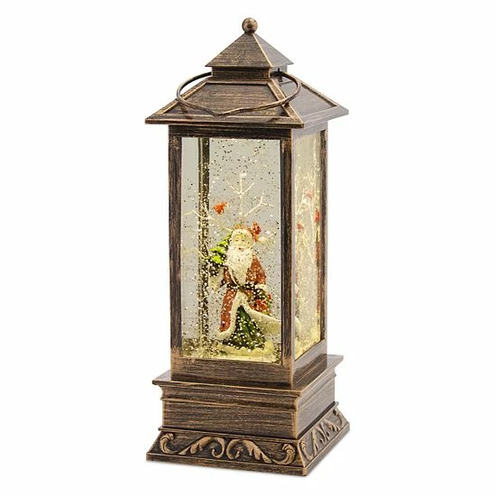 Melrose LED Santa & Tree Lantern Snow Globe 3 Melrose LED Santa & Tree Lantern Snow Globe