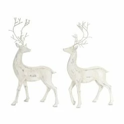 Melrose Distressed Reindeer Christmas Floor Decor 2-piece Set
