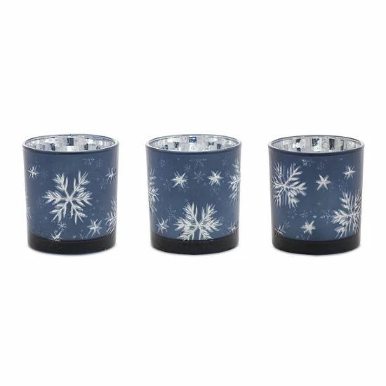 Melrose Snowflake Votive Candle Holder Table Decor 3-piece Set 3 Melrose Snowflake Votive Candle Holder Table Decor 3-piece Set
