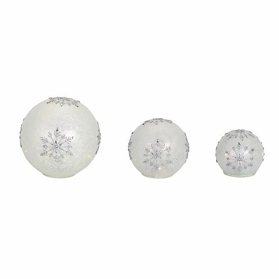 Melrose LED Snowflake Globe Table Decor 3-piece Set 3 Melrose LED Snowflake Globe Table Decor 3-piece Set