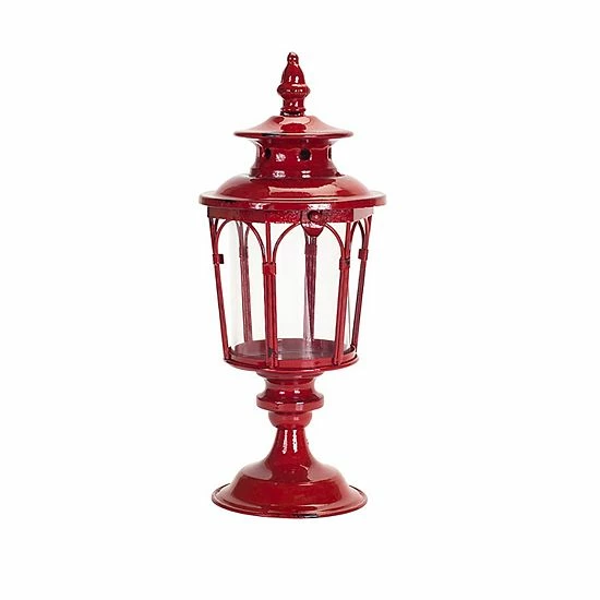 Melrose Red Pedestal Lantern Floor Decor 3 Melrose Red Pedestal Lantern Floor Decor